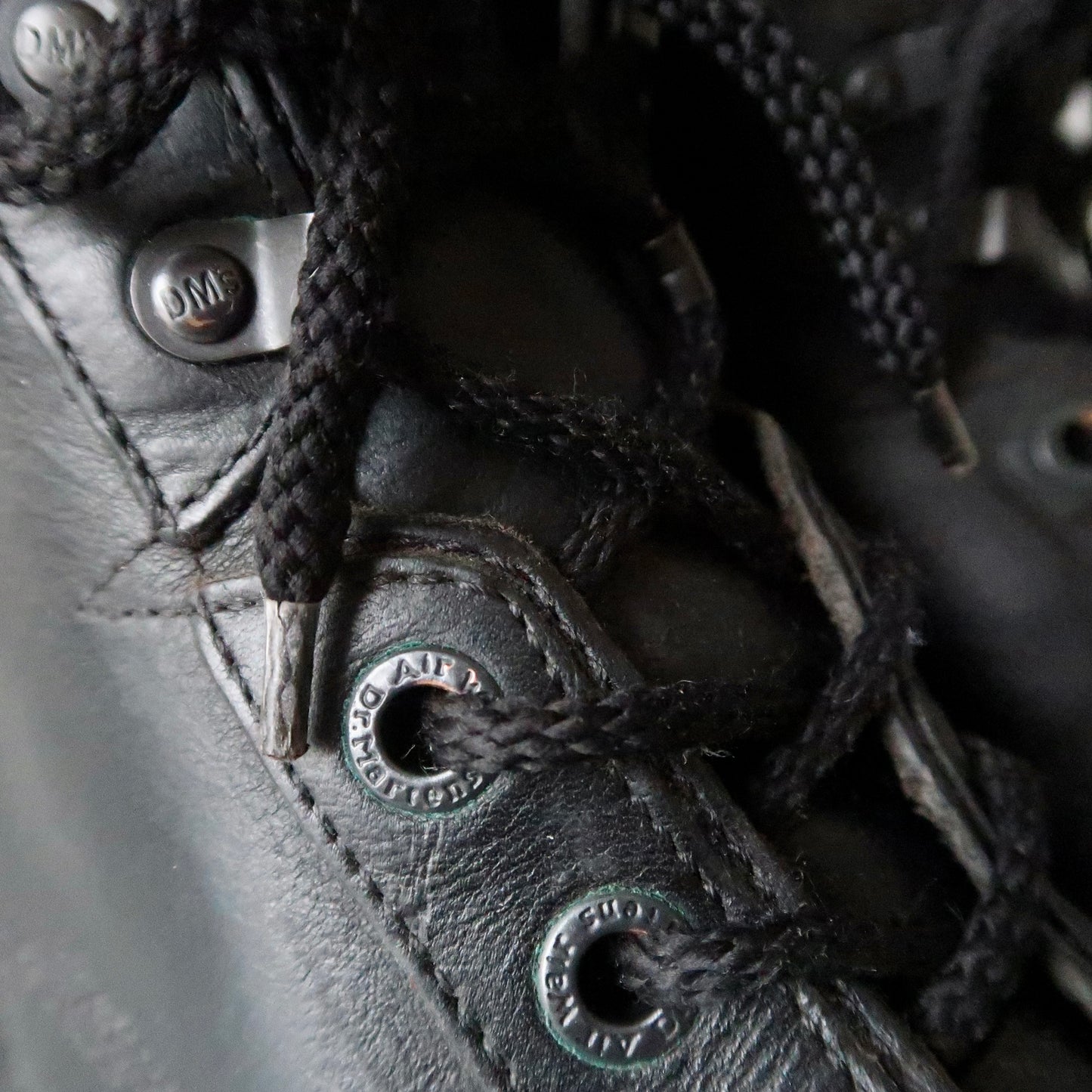 Old Dr. Martens Black Chrome Leather Mountain Boots, size UK10